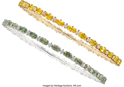 55327: Zydo Sapphire, Diamond, Gold Bracelets  Stones: