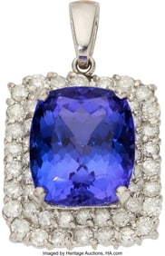 55083: Tanzanite, Diamond, Platinum Pendant  Stones: Cu