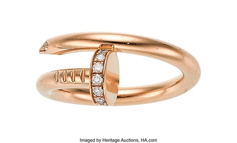55004: Cartier Diamond, Rose Gold Ring  Stones: Full-cu