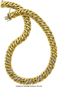 55006: Diamond, Gold Necklace   Stones: Full-cut diamon