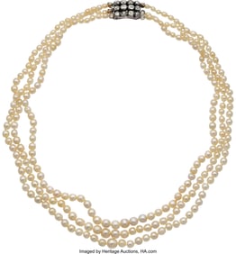 55331: Antique Natural Pearl, Diamond, Platinum,  Silve