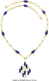55249: G. Vascellari Lapis Lazuli, Gold Necklace, Frenc