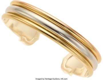 55009: Cartier Diamond, Gold Bracelet, French  Stones: