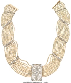 55335: Diamond, Natural Pearl, Cultured Pearl, Platinum