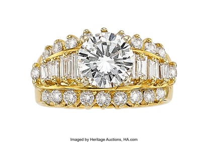 55250: Diamond, Gold Ring  Stones: Round brilliant-cut