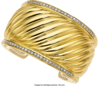 55013: David Yurman Diamond, Gold Bracelet   Stones: Fu