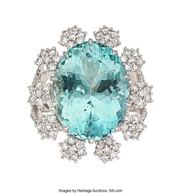 55015: Aquamarine, Colored Diamond,  Diamond, White Gol