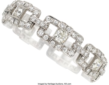 55343: Art Deco Diamond, Platinum Bracelet  Stones: Eur