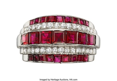 55345: Art Deco Raymond Yard Ruby, Diamond,  Platinum R