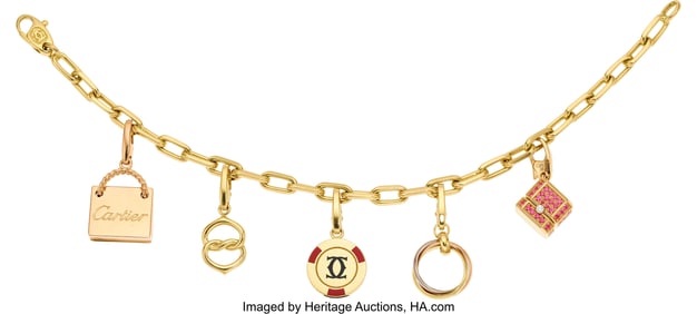 55022: Cartier Pink Sapphire, Diamond, Enamel,  Gold Br