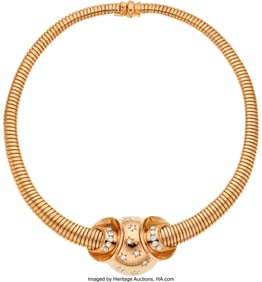 55347: Retro Diamond, Platinum, Rose Gold Necklace, Fre