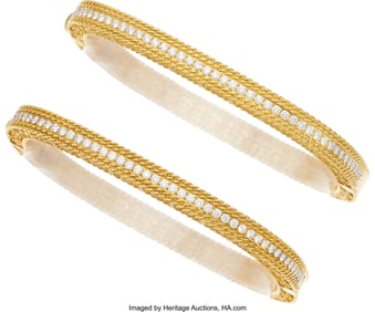 55098: Roberto Coin Diamond, Gold Bracelets  Stones: Fu