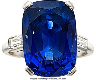 55261: Charlton Ceylon Sapphire, Diamond, Platinum Ring