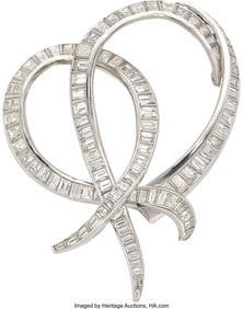 55353: Diamond, Platinum, Palladium Brooch  Stones: Bag