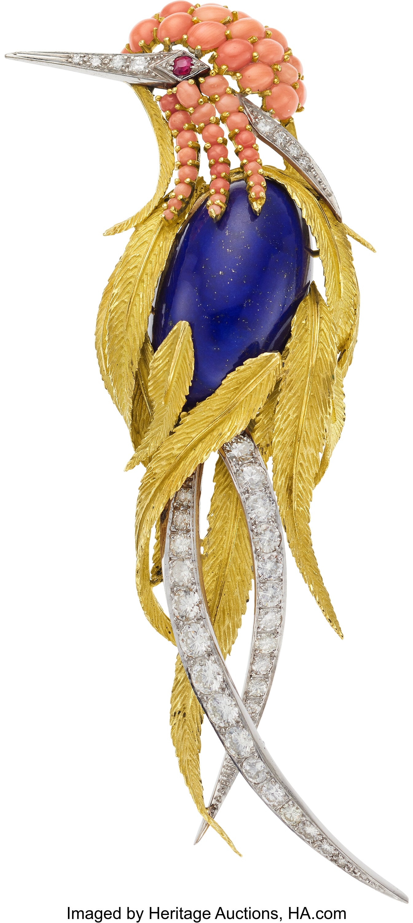 Multi-Stone, Diamond, Gold Brooch  Stones: Full- (1 of 3)