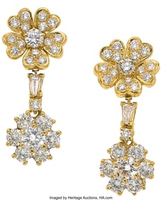 55357: Diamond, Gold Earrings  Stones: Round brilliant-