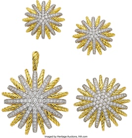 55039: David Yurman Diamond, Gold Jewelry Suite  Stones