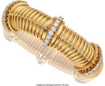 55109: Van Cleef & Arpels Retro Diamond, Gold Bracelet