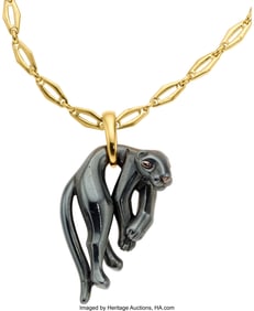 55041: Cartier Gold, Silver Pendant-Necklace, French  M