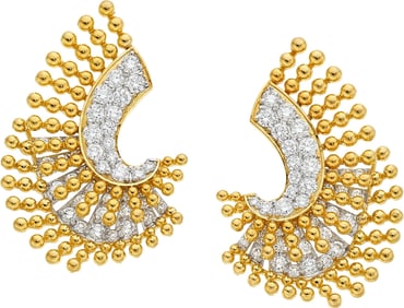 55110: Rebecca Koven Diamond, Gold Earrings  Stones: Fu