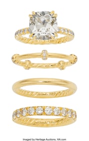 55044: David Yurman Diamond, Gold Rings   Stones: Cushi