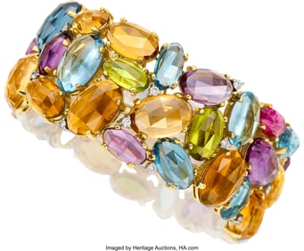 55112: Vaid Multi-Stone, Diamond, Gold Bracelet  Stones