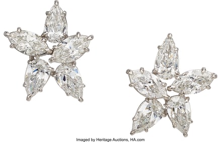 55369: Diamond, White Gold Earrings  Stones: Pear-shape