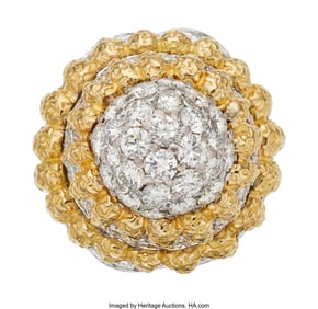 55050: Diamond, Gold Ring, French  Stones: Full-cut dia