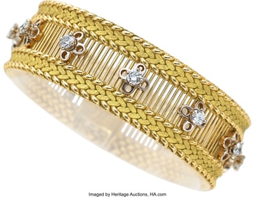 55051: Diamond, Gold Bracelet  Stones: Full cut diamond