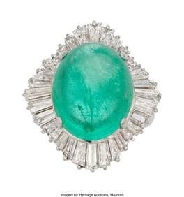 55377: Colombian Emerald, Diamond, Platinum Ring  Stone