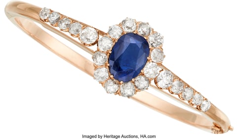 55378: Sapphire, Diamond, Gold Bracelet  Stones: Oval-s