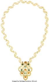 55055: Tourmaline, Citrine, Gold Convertible  Pendant-N