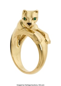 55057: Cartier Emerald, Enamel, Gold Ring, French, circ