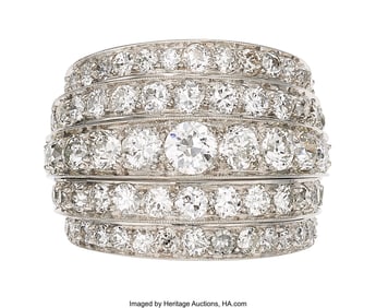 55202: Diamond, Platinum Ring  Stones: European and tra