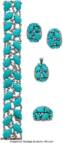55122: Piranesi Turquoise, Diamond,  White Gold Jewelry