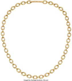 55060: Cartier Diamond, Gold Necklace  Stones: Full-cut