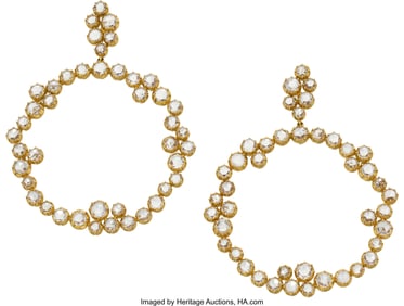 55203: Diamond, Gold Earrings  Stones: Rose-cut diamond