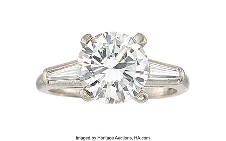 55285: Diamond, Platinum Ring  Stones: Round brilliant-