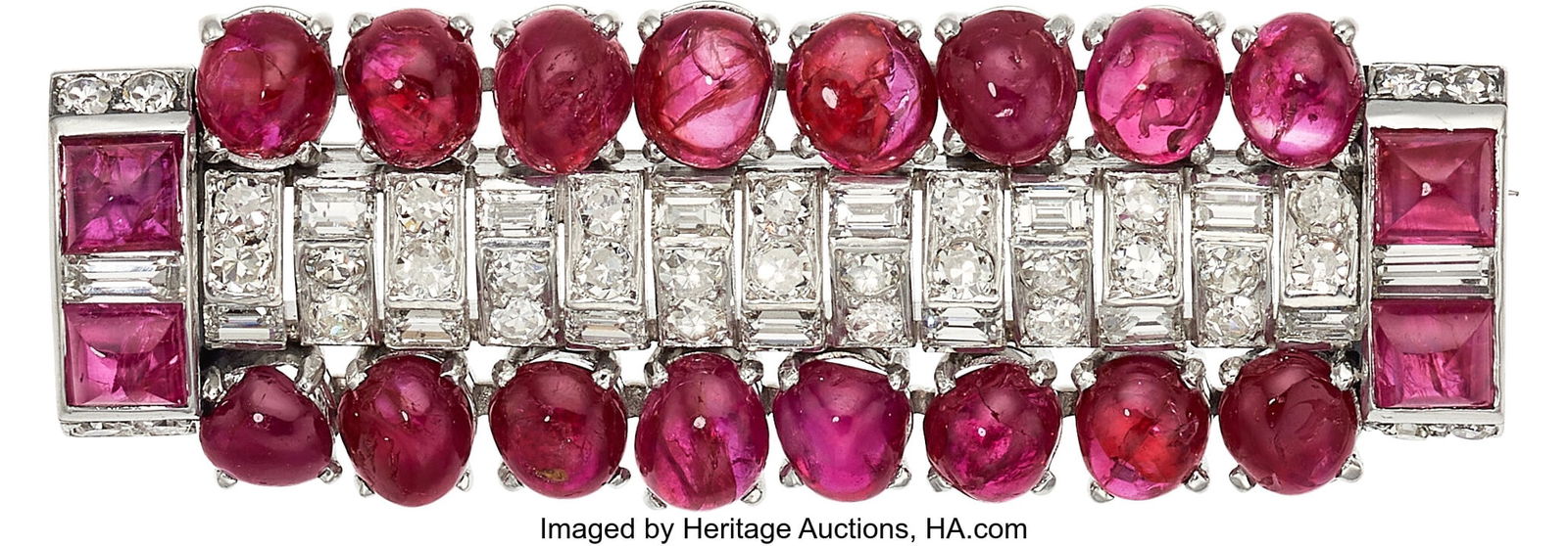 Burma Ruby, Diamond, Platinum, White Gold Brooch (1 of 2)