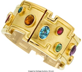 55286: Burle Marx Multi-Stone, Gold Bracelet  Stones: O