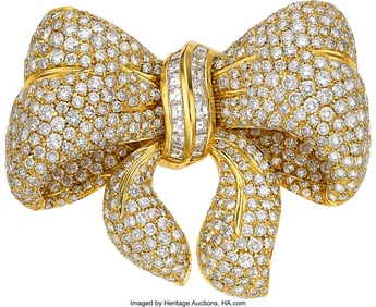 55205: Diamond, Gold Brooch  Stones: Full, square, and