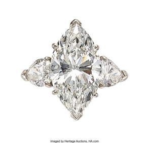 55389: Diamond, Platinum Ring  Stones: Marquise-shaped