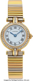 55207: Cartier Diamond, Gold Vendome Watch  Case: 21 mm