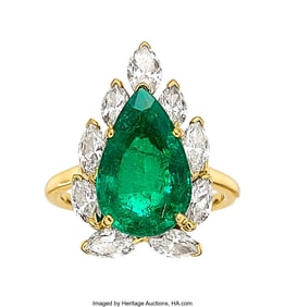 55069: Cartier Colombian Emerald, Diamond,  Gold Ring,