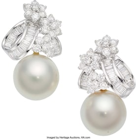 55396: South Sea Cultured Pearl, Diamond,  White Gold E