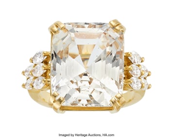 55072: Sapphire, Diamond, Gold Ring, French  Stones: Em