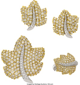 55132: Jean Vitau Diamond, Platinum, Gold Jewelry Suite