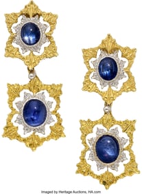 55134: Buccellati Sapphire, Gold Earrings  Stones: Sapp