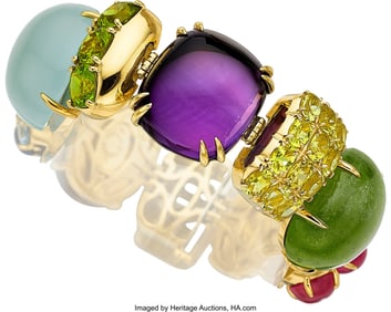 55076: Seaman Schepps Diamond, Multi-Stone,  Gold Brace