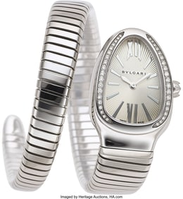 55216: Bvlgari Diamond, Tourmaline,  Stainless Steel Se